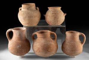 Lot 153, Auction 4/3/2026: Five Holy Land Bronze to Iron Age Pottery Jars & Ewers