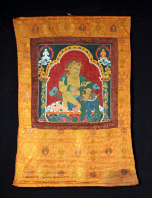 Lot 161d, Auction 4/3/2026: Tibetan Gilt Thangka Silk Painting - Yellow Jambhala