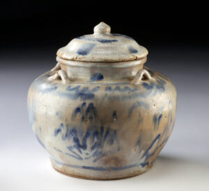 Lot 163a, Auction 4/3/2026: 18th C. Chinese Qing Blue Splashed Pottery Vessel