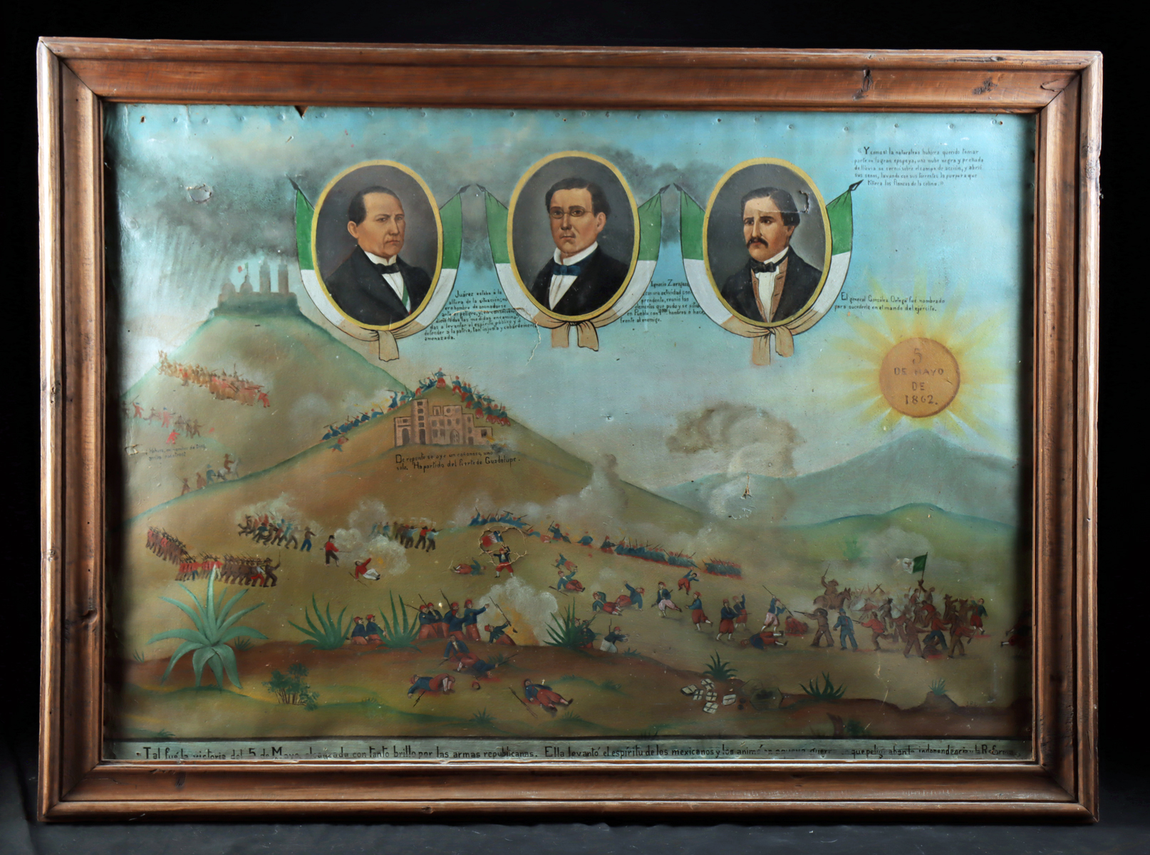 Lot 121a, Auction 4/12/2026: Mexican Painting - Batalla del Cinco de Mayo de 1862