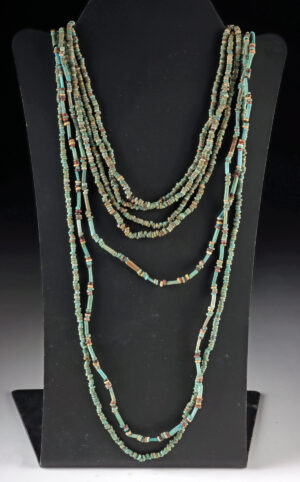 Lot 81, Auction 4/12/2026: Three Egyptian Faience Necklaces, Choker & Rope Lengths