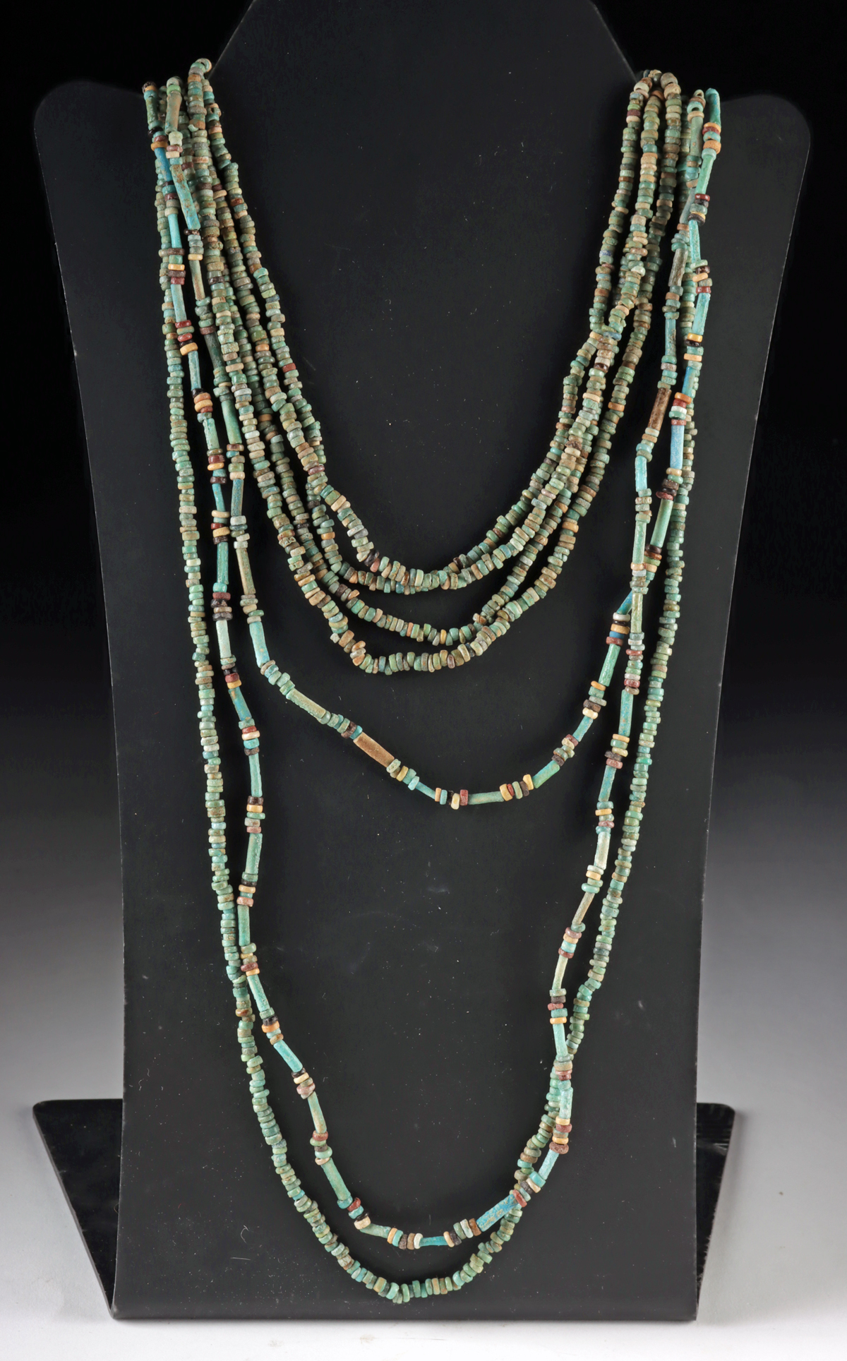Lot 81, Auction 4/12/2026: Three Egyptian Faience Necklaces, Choker & Rope Lengths