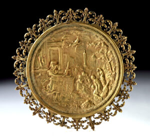 Lot 150a, Auction 4/12/2026: 17th C. Brass Repousse - "Minerva Introducing Painting"
