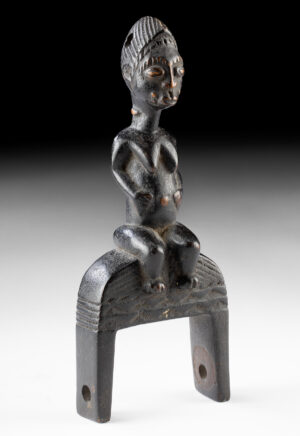 Lot 93, Auction 4/20/2026: African Baule Wood Heddle-Pulley w/ Nude Female Figure