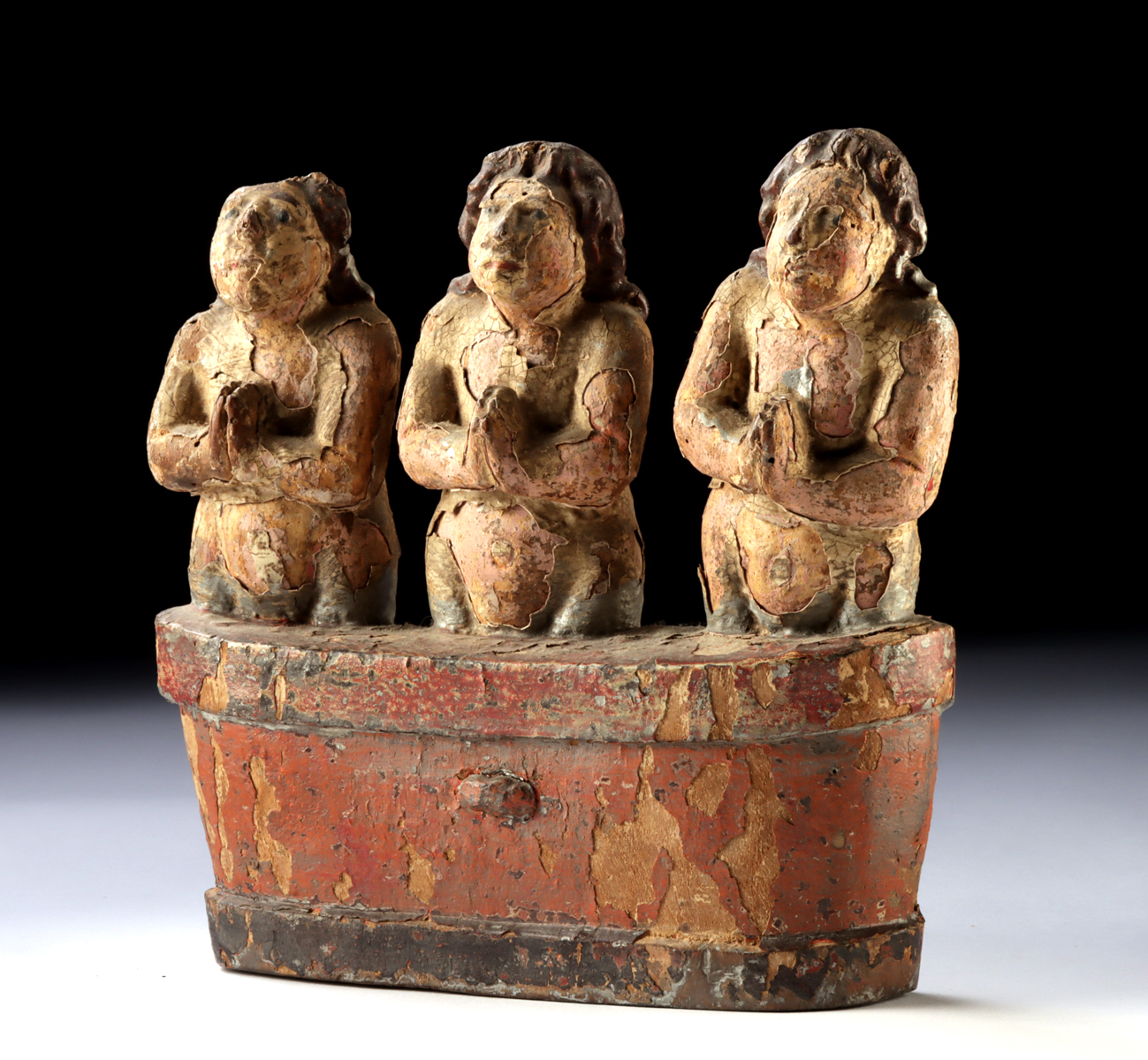 Lot 145b, Auction 4/12/2026: 19th C. Painted Wood Group - St. Nicholas Legend