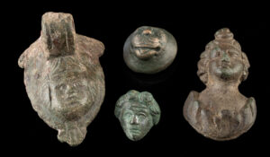 Lot 154b, Auction 4/20/2026: Roman Bronze Miniature Busts - Figures & Lion