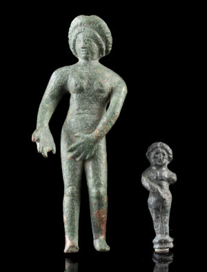 Lot 153b, Auction 4/20/2026: Two Roman Bronze Nude Venus Figurines - Pudica Type