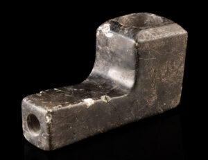 Lot 3, Auction 4/20/2026: Mississippian Black Stone Pipe - Square Bowl