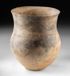 Lot 17, Auction 4/20/2026: Large Mississippian Etched Pottery Jar w/ Flared Spout