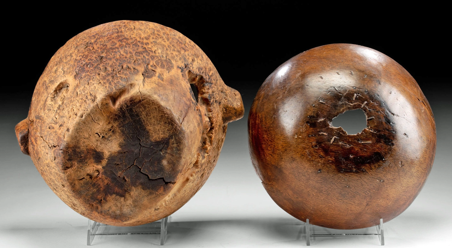 19th C. Native American Wood Mortar + Gambling Bowl (Auction 2026-06-05, Lot 113) - Image 4