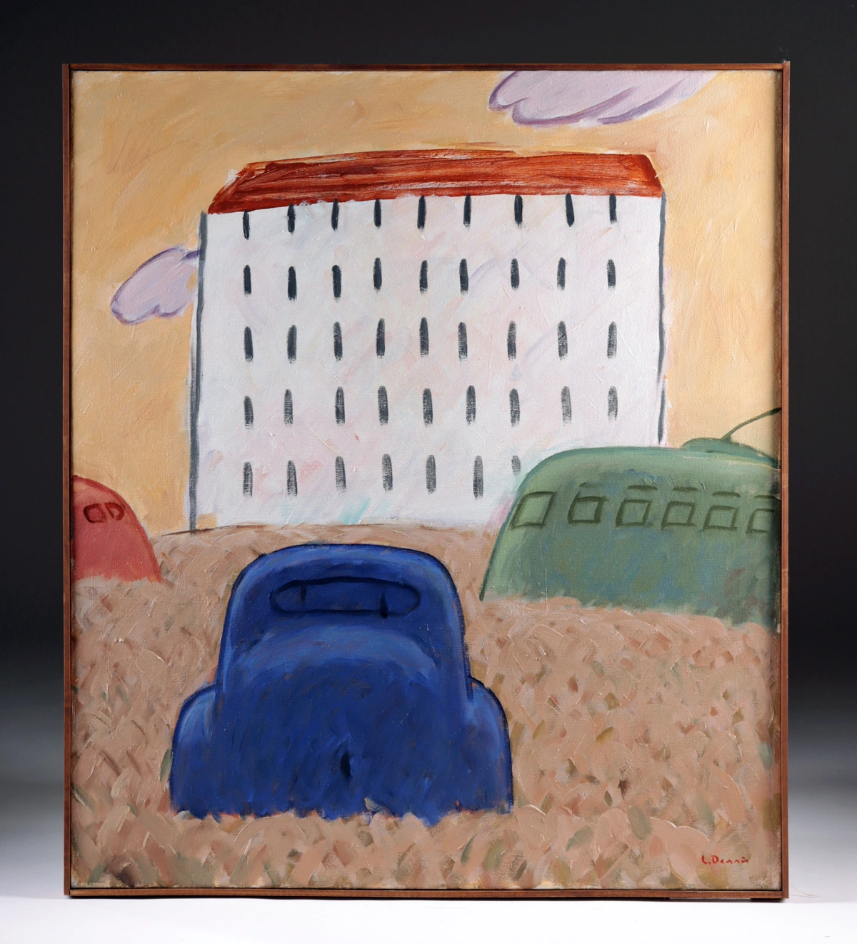 Lockwood Dennis "Two Cars, Trolley, Building" (1992) (Auction 2026-06-05, Lot 19)
