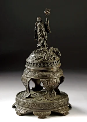 19th C. Japanese Meiji Bronze Censer, Dragon & Immortal (Auction 2026-06-05, Lot 216)