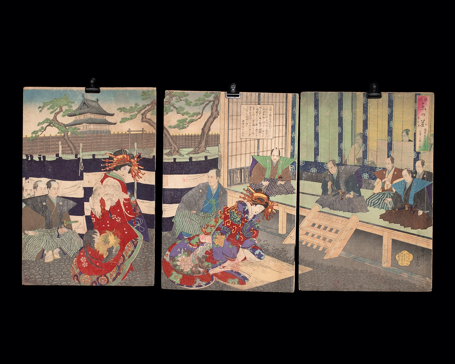 19th C. Chikanobu Woodblock Triptych - Shogun's Lawsuit at Fukiage (Auction 2026-06-05, Lot 232D)