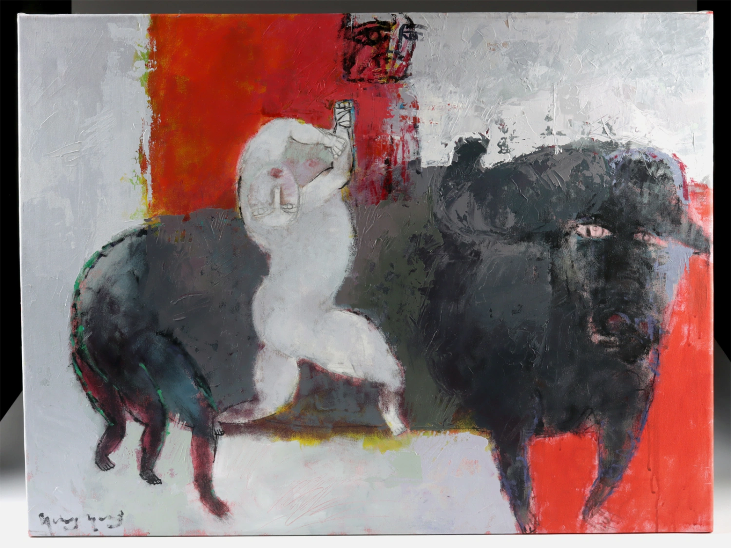 Yang Yang Mixed Media Painting - Dancing Nude and Bull (Auction 2026-06-05, Lot 21C)