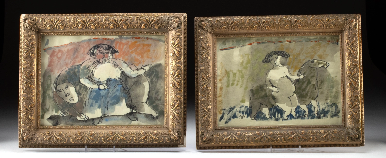 2 Yang Yang Mixed Media Paintings - Figures & Animals (Auction 2026-06-05, Lot 21B)