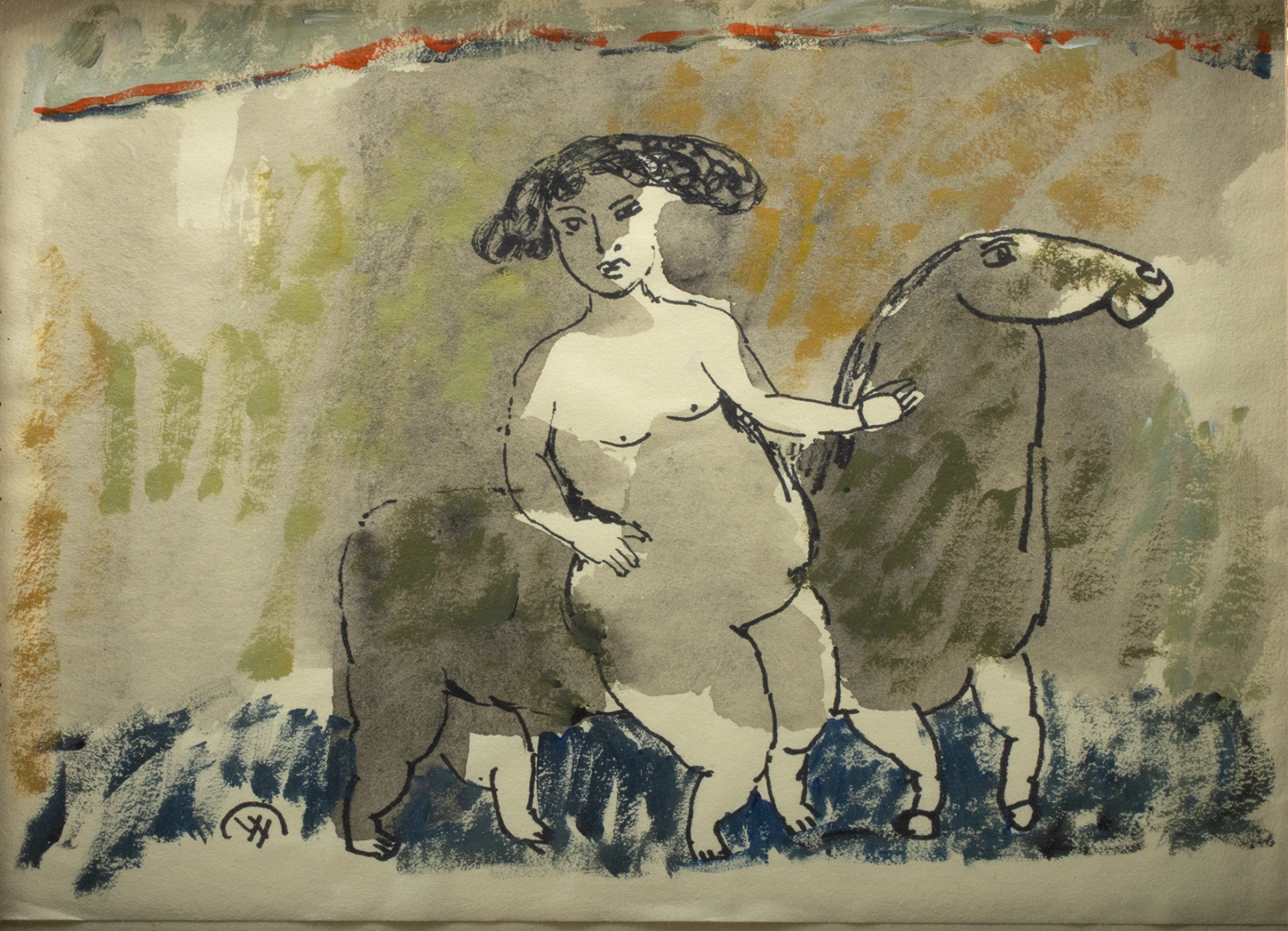 2 Yang Yang Mixed Media Paintings - Figures & Animals (Auction 2026-06-05, Lot 21B) - Image 3
