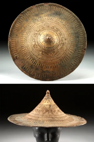 Thai Dance Hat - Coppered Lacquer, Raised Gesso Motifs (Auction 2026-06-05, Lot 236)
