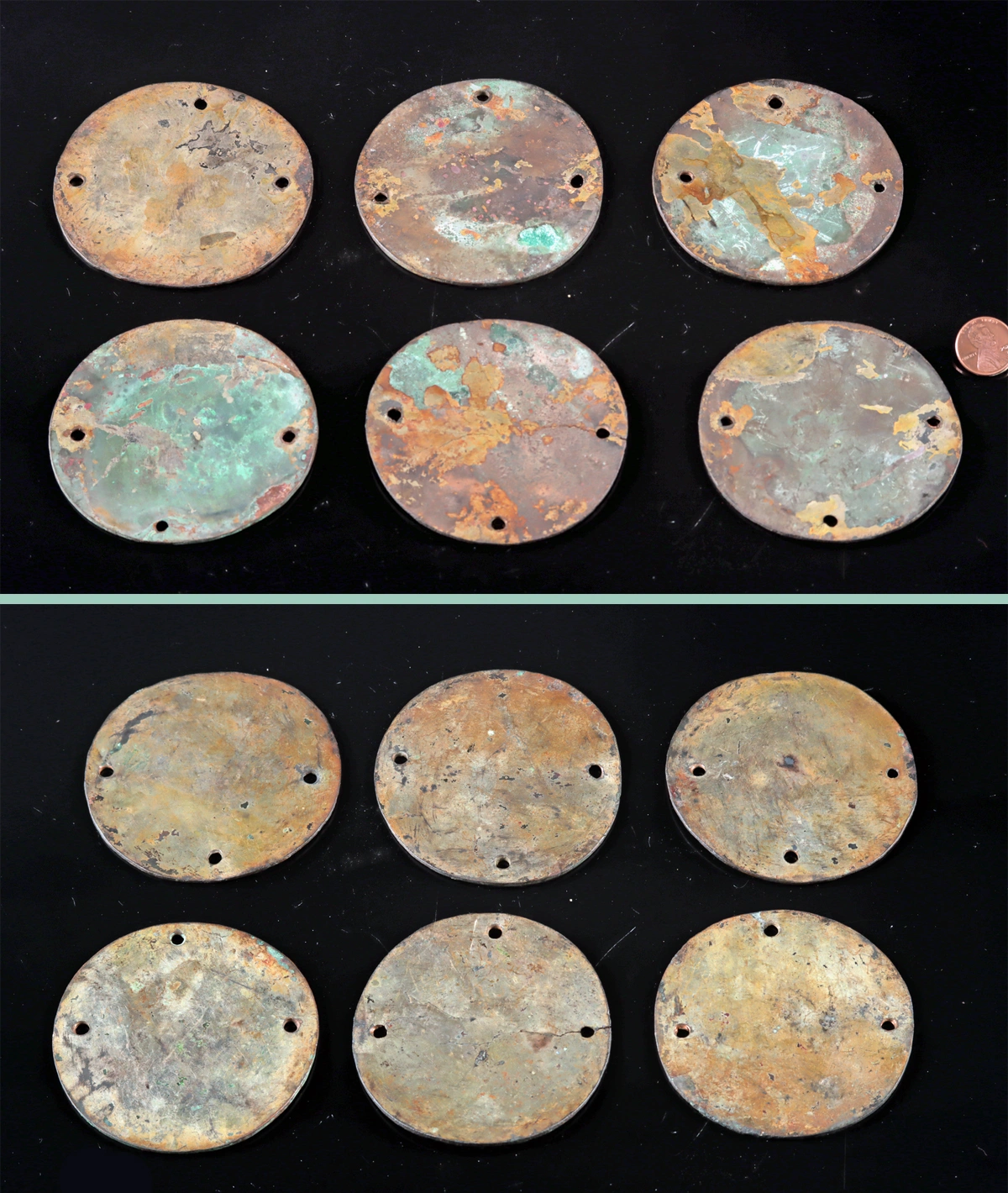Six Large Chimu Gilt Copper Discs, Regalia Ornaments (Auction 2026-06-05, Lot 79)