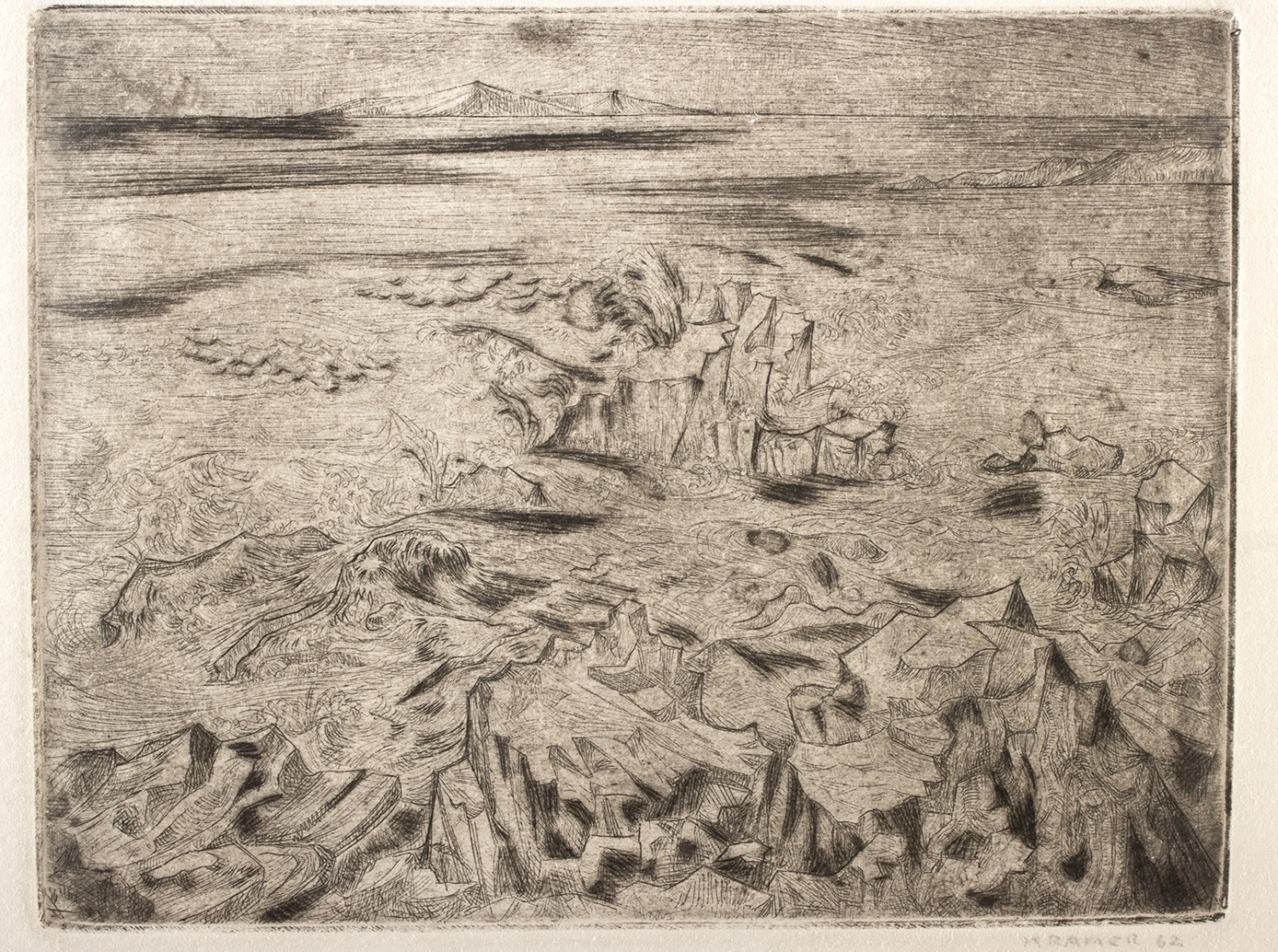 Edith Kramer Lithograph - Ocean & Rocks, Maine (1962) (Auction 2026-06-05, Lot 6)