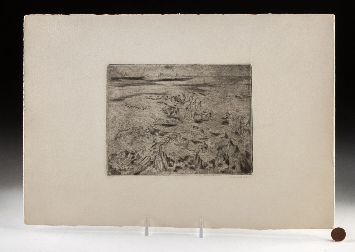 Edith Kramer Lithograph - Ocean & Rocks, Maine (1962) (Auction 2026-06-05, Lot 6) - Image 3