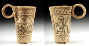18th C. European Engraved Antler Cup - Soldiers Scene (Auction 2026-06-05, Lot 255)