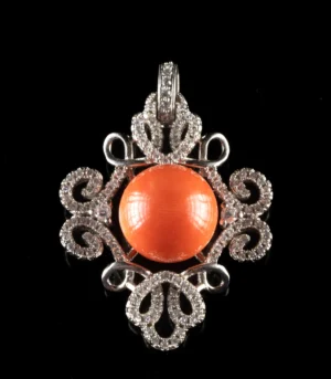 Silver Scrollwork Pendant with Coral Sphere (Auction 2026-06-05, Lot 146)