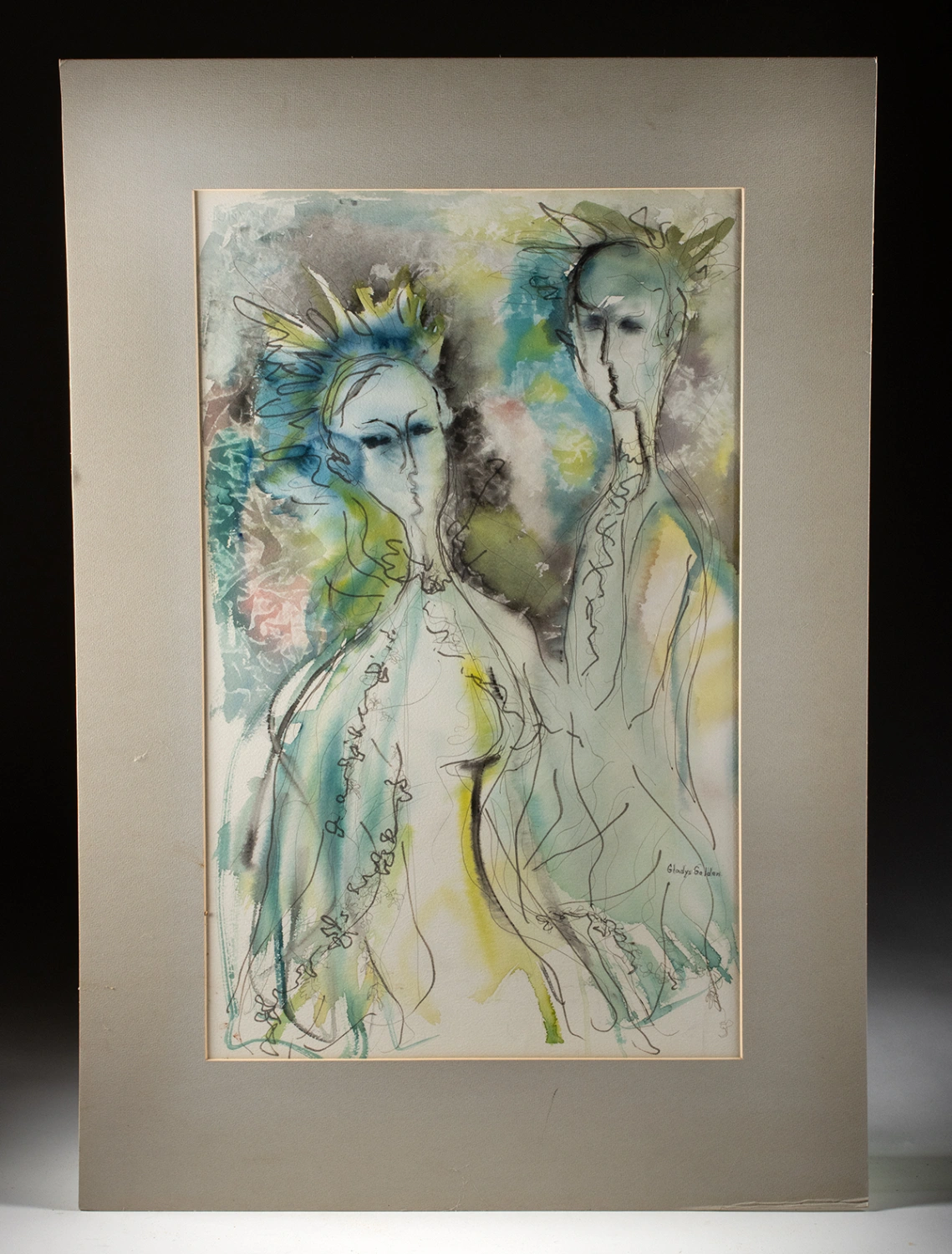 Gladys Golden Mixed Media - Abstract Couple (Auction 2026-06-05, Lot 18A)