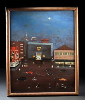 Mid-20th C. American Folk Painting - Boston Night Scene (Auction 2026-06-05, Lot 7)