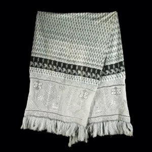 Ecuadorian Macana Shawl - Indigo Ikat & Fleco (Auction 2026-06-05, Lot 241)