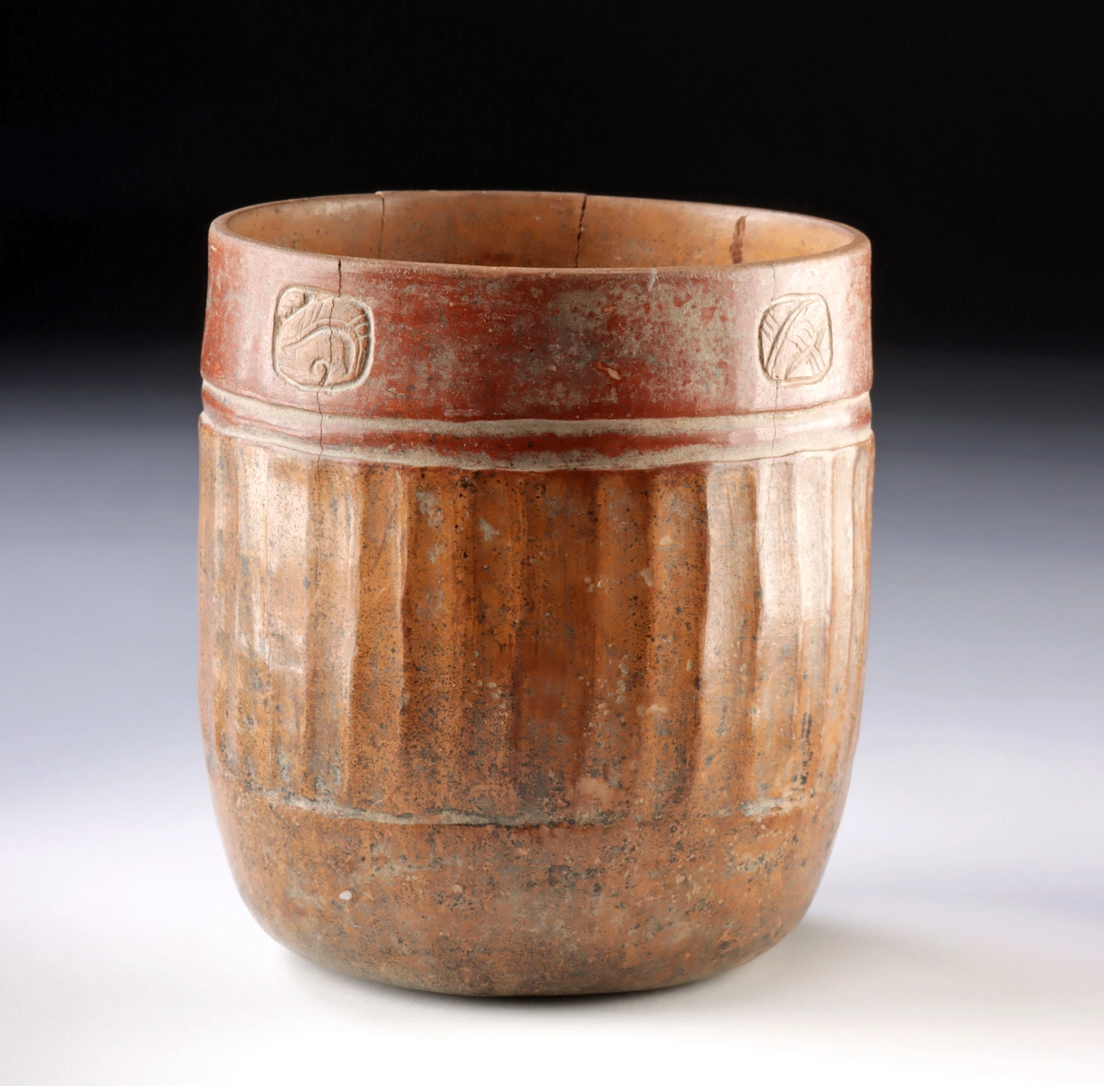 Maya Fluted Cylinder Vessel w/ Incised Glyphs (Auction 2026-06-05, Lot 57)