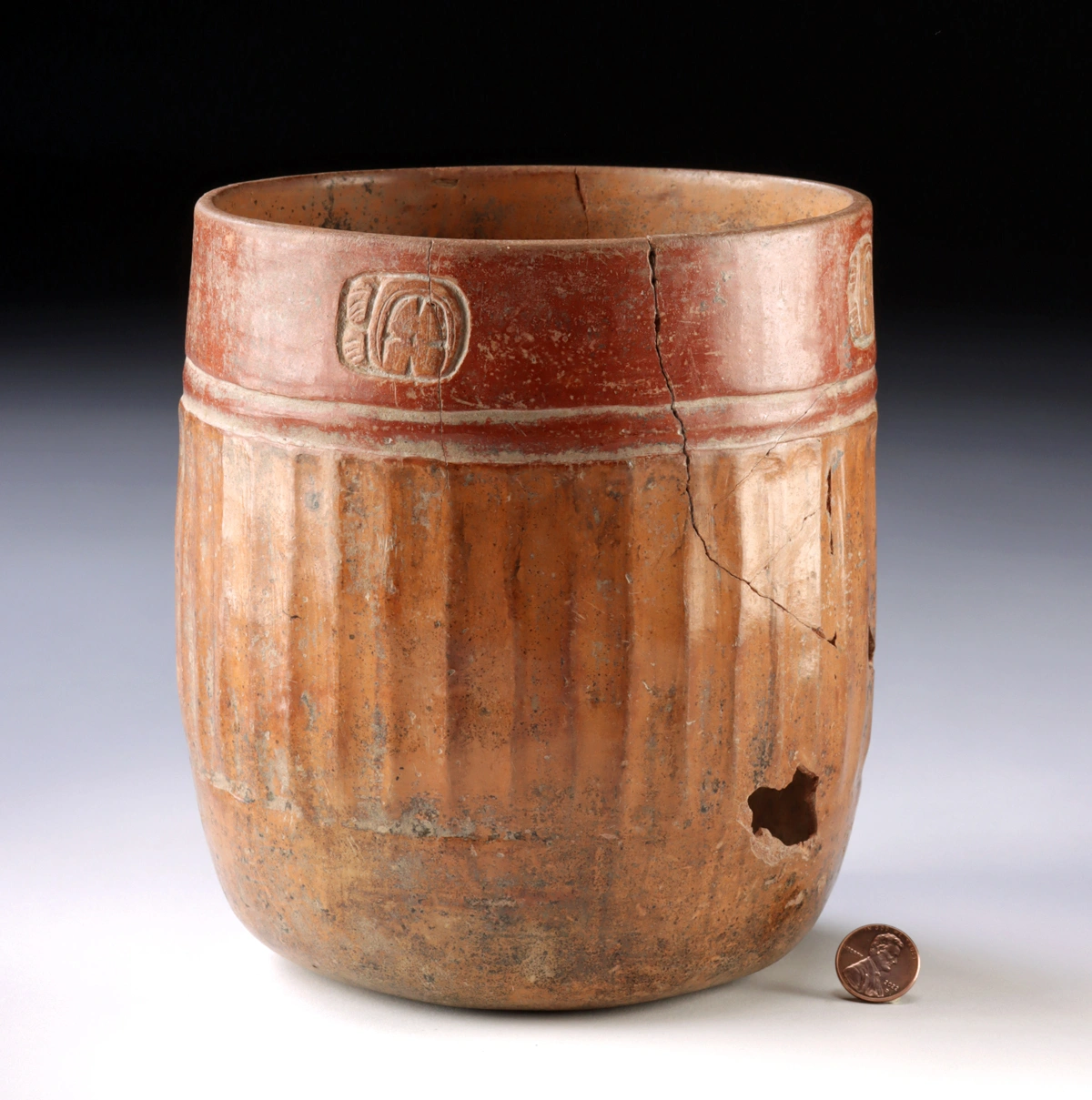 Maya Fluted Cylinder Vessel w/ Incised Glyphs (Auction 2026-06-05, Lot 57) - Image 3