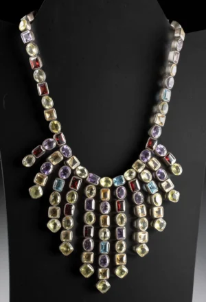 Silver & Semi-Precious Stone Bib Statement Necklace (Auction 2026-06-05, Lot 265)