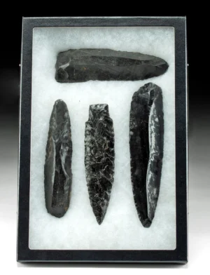 Fine Colima Knapped Obsidian Spears / Knife Blades (4) (Auction 2026-06-05, Lot 40)