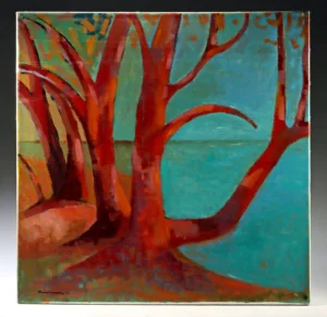 John Lindus Painting -"Trees by the Aegean" (2004) (Auction 2026-06-05, Lot 13)