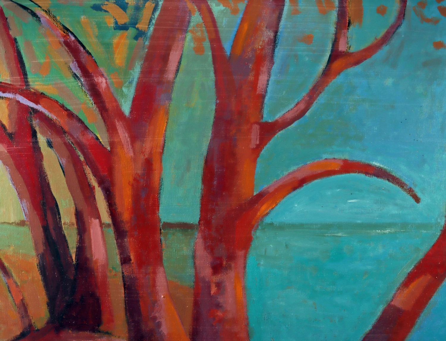 John Lindus Painting -"Trees by the Aegean" (2004) (Auction 2026-06-05, Lot 13) - Image 3