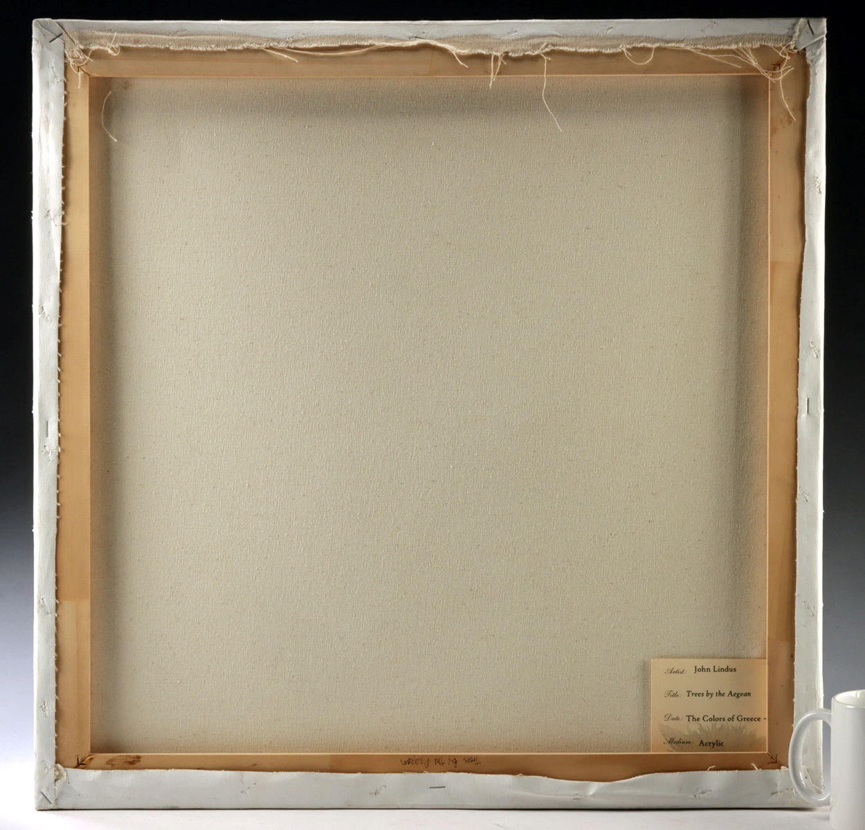 John Lindus Painting -"Trees by the Aegean" (2004) (Auction 2026-06-05, Lot 13) - Image 4