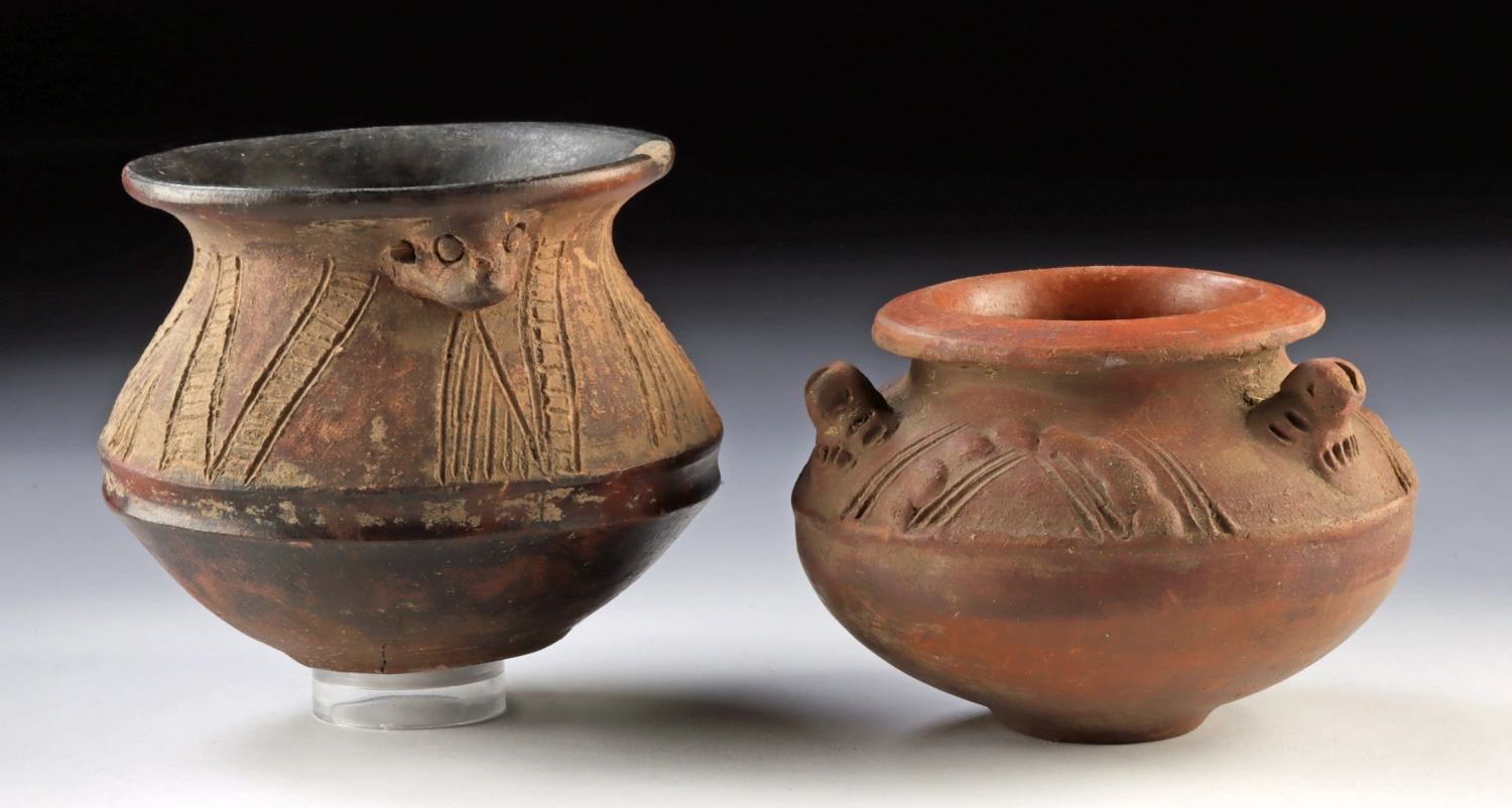 Two Incised Pre-Columbian Pottery Jars w/ Zoomorph Lugs (Auction 2026-06-05, Lot 63)