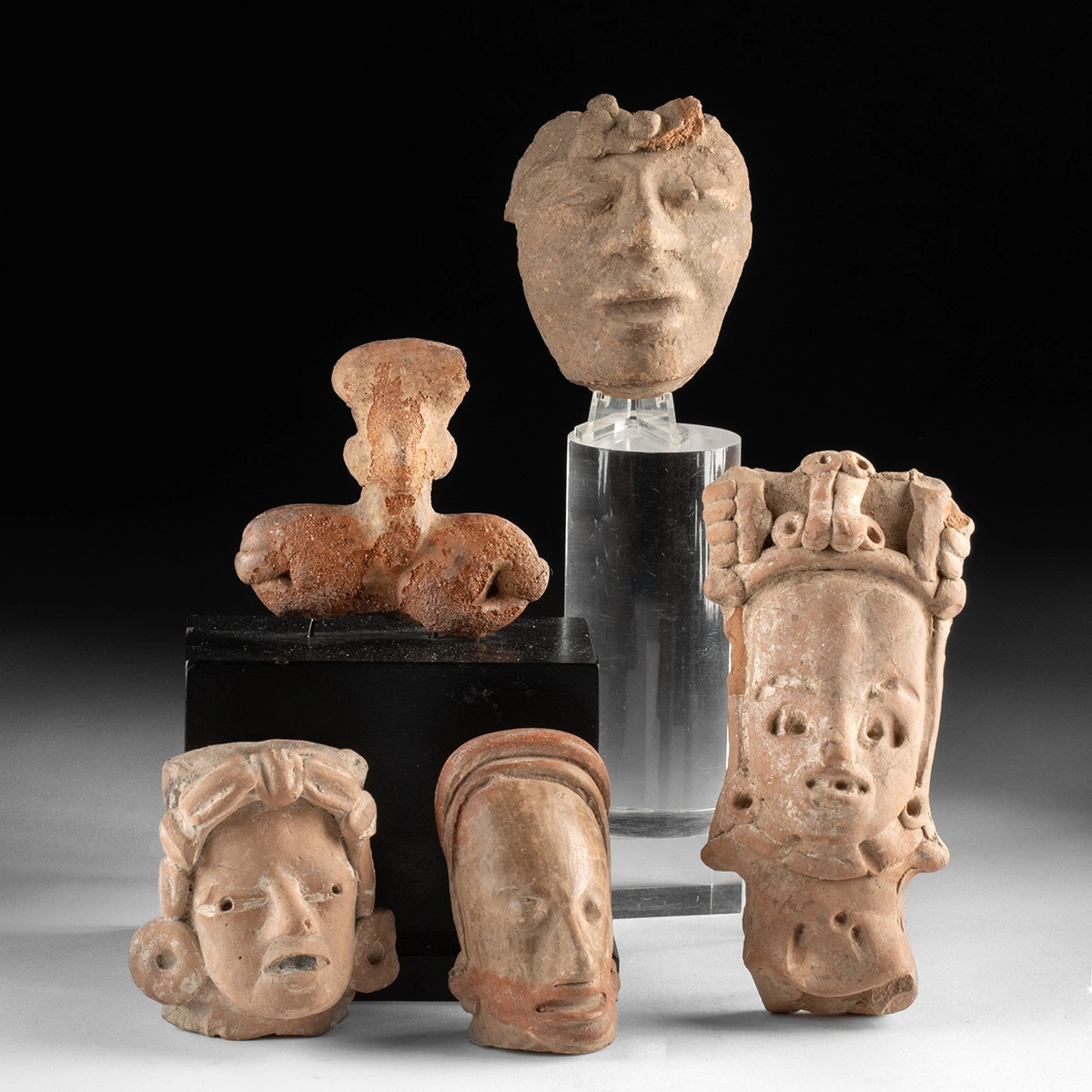 Pre-Columbian Terracotta Figural Heads, Group of Five (Auction 2026-06-05, Lot 36B)