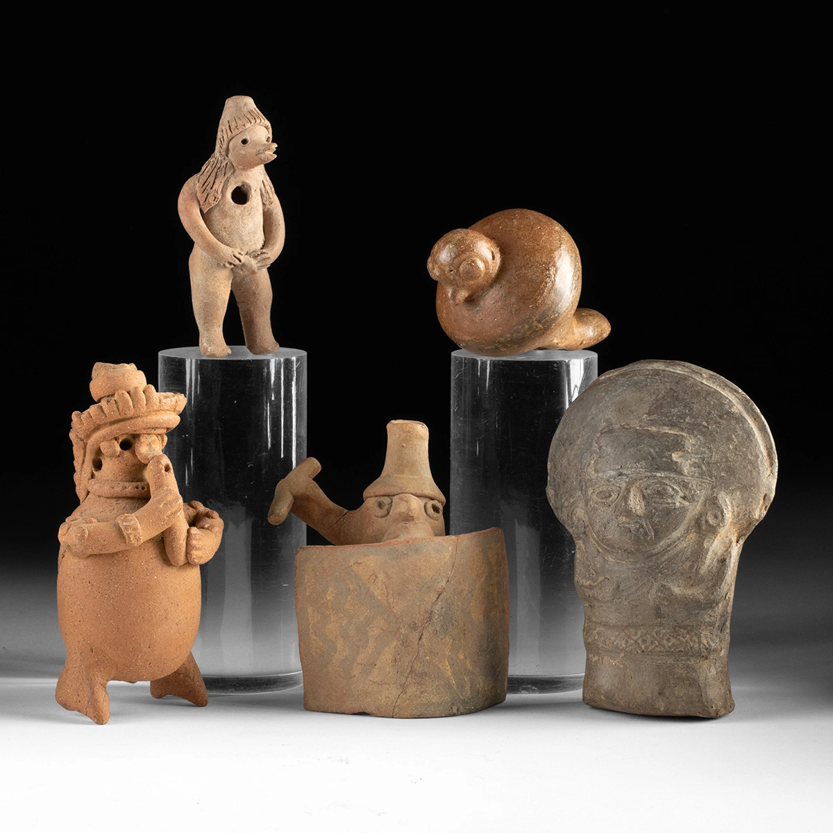 Five Pre-Columbian Ceramic Effigy Whistles & Rattle Figures (Auction 2026-06-05, Lot 66B)