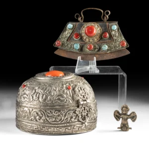 Tibetan Nickel Brass Box, Flint Striker Pouch & Garuda Pendant (Auction 2026-06-05, Lot 193)