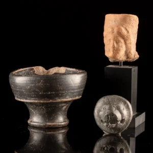 Greco-Roman Terracotta Female Head, Blackware Cup, Bronze Lion Head (Auction 2026-06-05, Lot 169C)